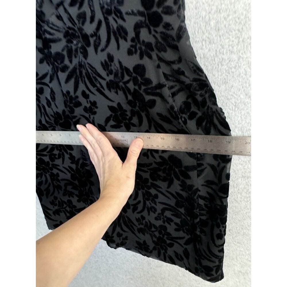 Ann Taylor Dress Black Velvet Sleeveless Open Back Mini Goth Y2K Sz 4 Floral EUC - Picture 14 of 15